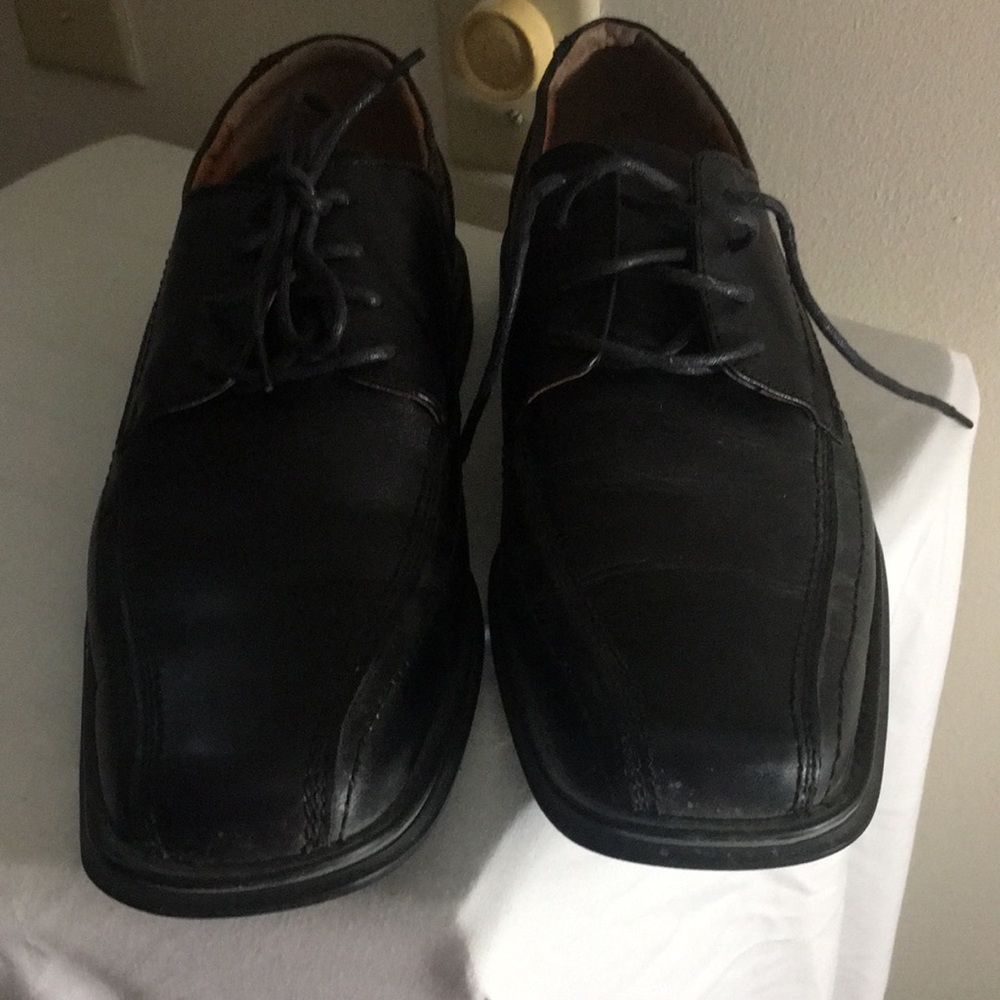 Mens 10M Franco Fortini black leather lace-up dress shoes EXCELLENT CONDITION